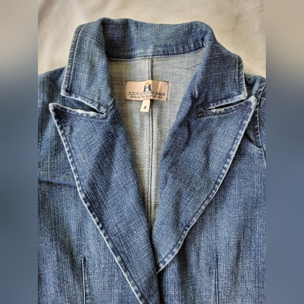 Juicy Couture Jeans Y2K denim 1 button blazer S - Picture 13 of 16
